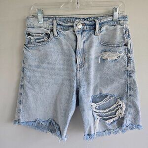 American Eagle Skater Long Denim Jean Shorts Distressed Size 2